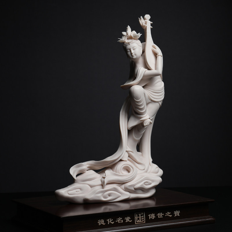 敦煌飞天仙女戴玉堂陶瓷摆件德化白瓷雕塑工艺品家居饰品摆件