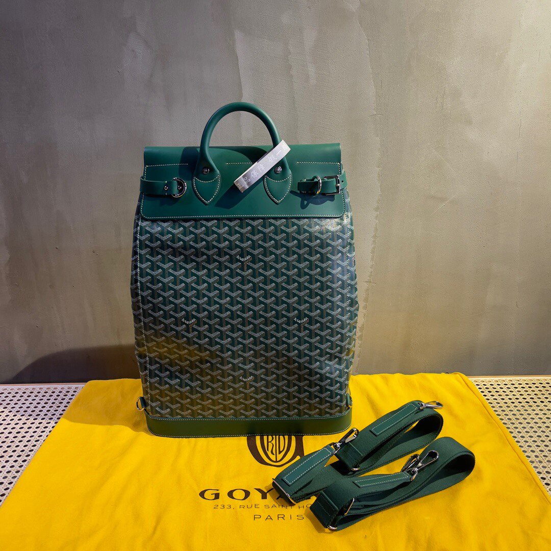 goyardsteamertravelbag戈雅绿色编织手提包双肩包旅行包挎包