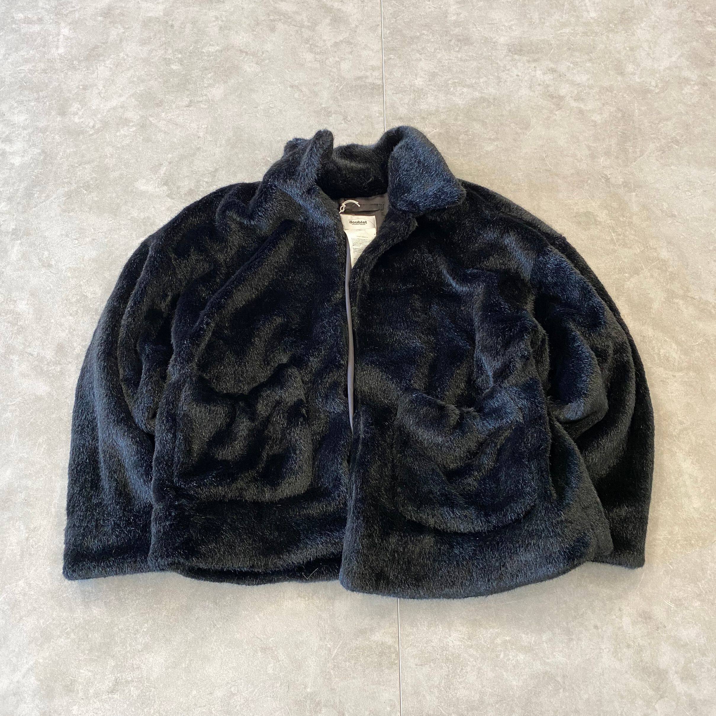 doublet18aw手绘大熊猫图案人造人造皮皮草外套夹克夹克