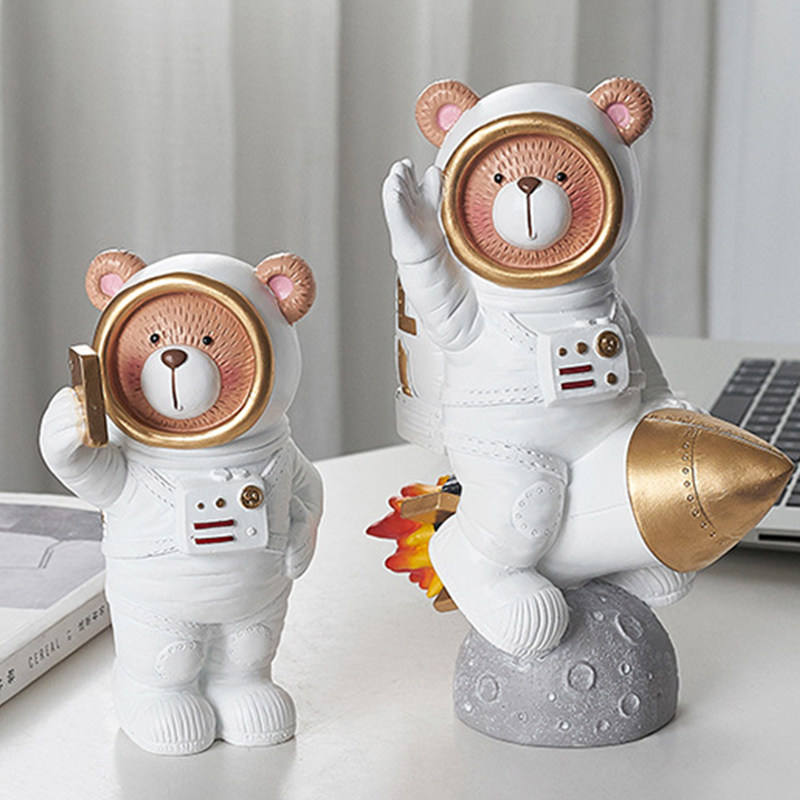 nasa宇航员公仔火箭熊太空人可爱熊手办太空熊摆件摆件潮玩盲盒