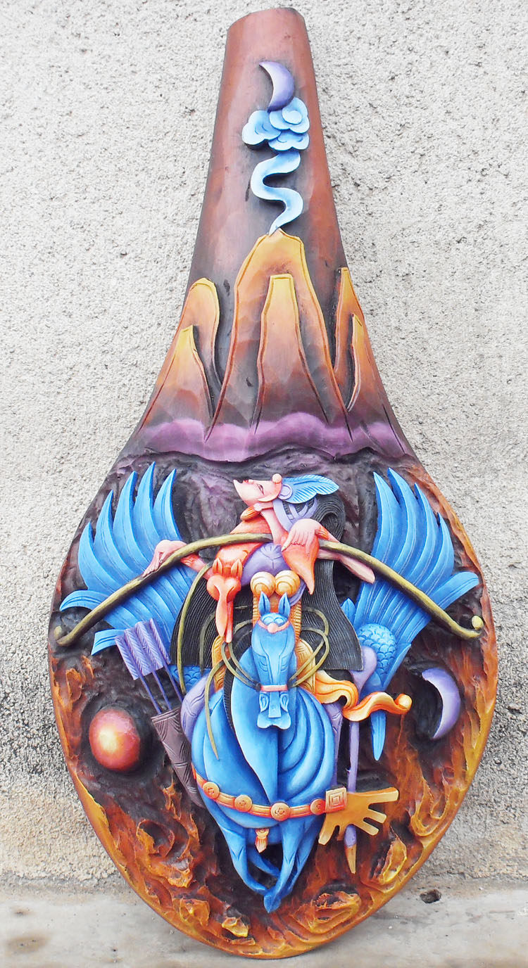 植物木雕饰品云南东巴木刻工艺品挂件摆件战神纳西族