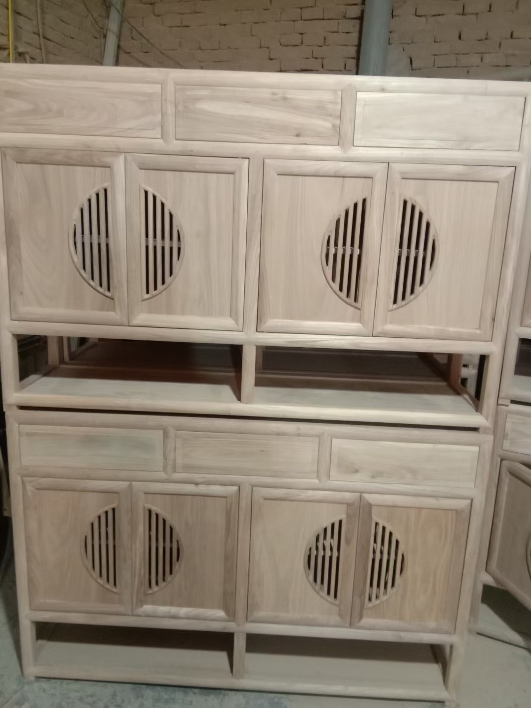 新款边柜柜门条柜月亮抽屉家具榆木柜餐实木玄关门厅