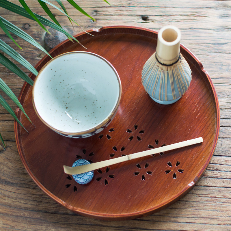 日本茶道日式和风抹茶碗大号功夫茶具套装樱花陶瓷家用斗笠茶杯子