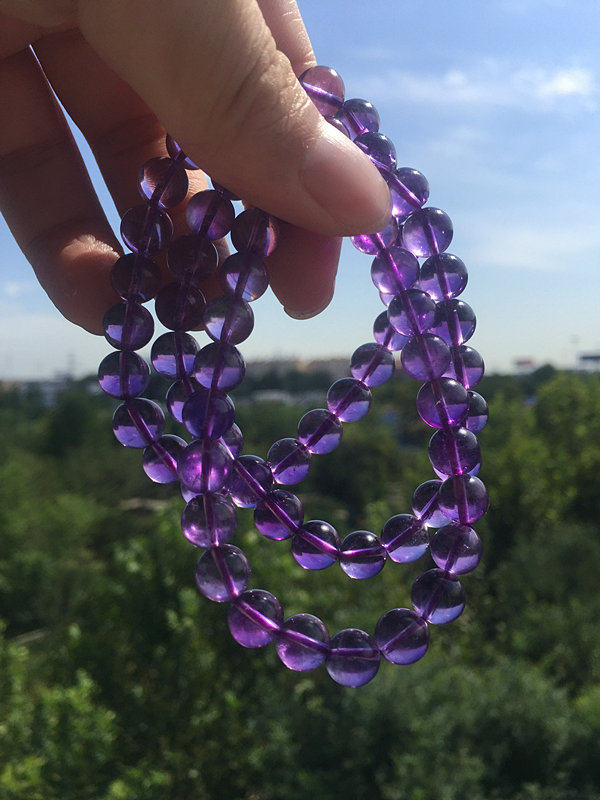 雍容华贵神秘吸引力6mm8mm珠径天然紫晶手串手饰