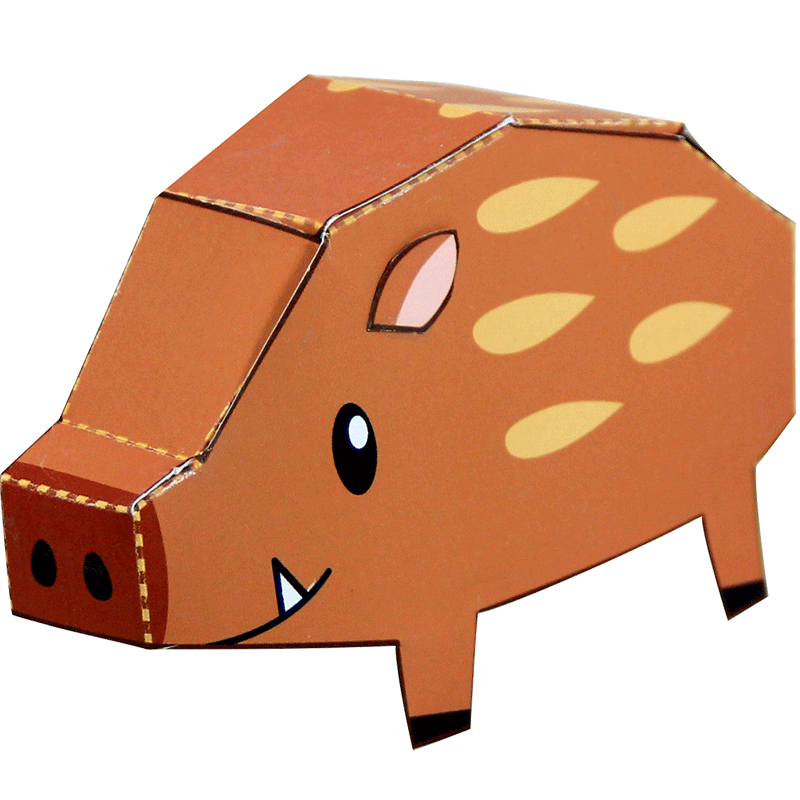 满48包邮幼儿园动物新年亥猪年手工制作diy棕色小猪3d立体纸模型