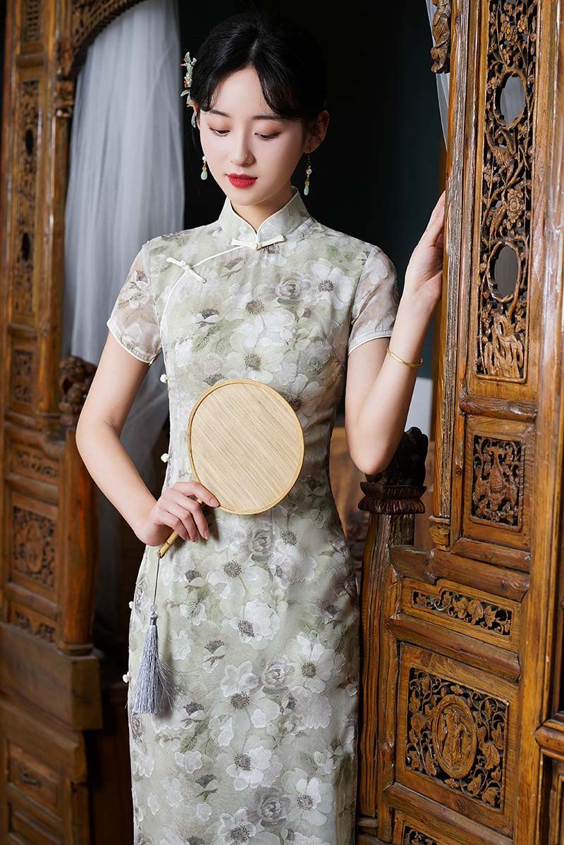 旗袍民国国风复古2022年新款夏季素色高级素雅旗袍