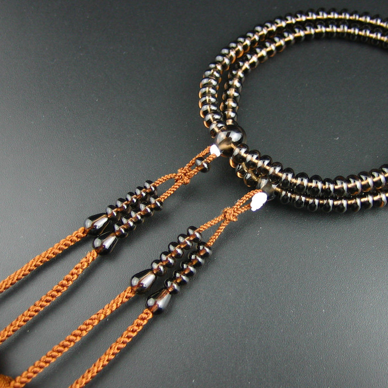 妙莲莲花日本念珠真言宗唐进口精磨茶水水晶佛珠