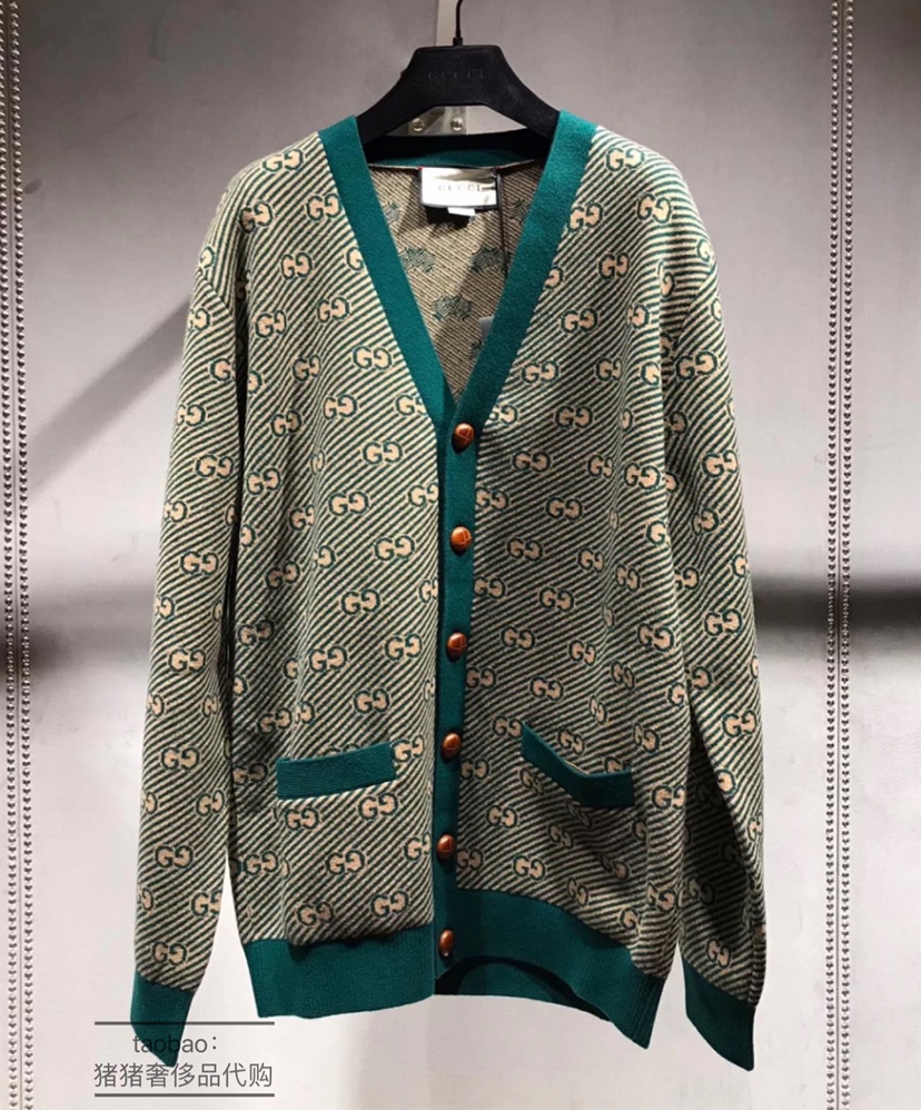猪猪奢侈品代购 20秋冬 Gucci 古奇 羊毛 刺绣 logo 开衫毛衣代购