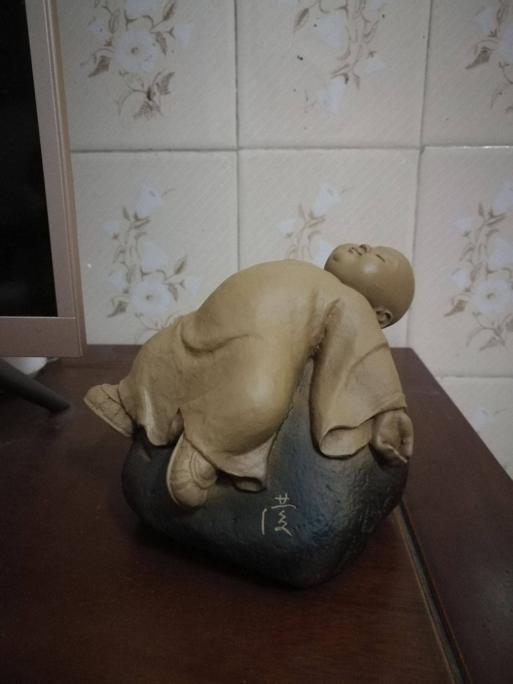 摆件逻辑思维铁丸石头小沙睡觉和尚工艺礼品书房装饰摆件