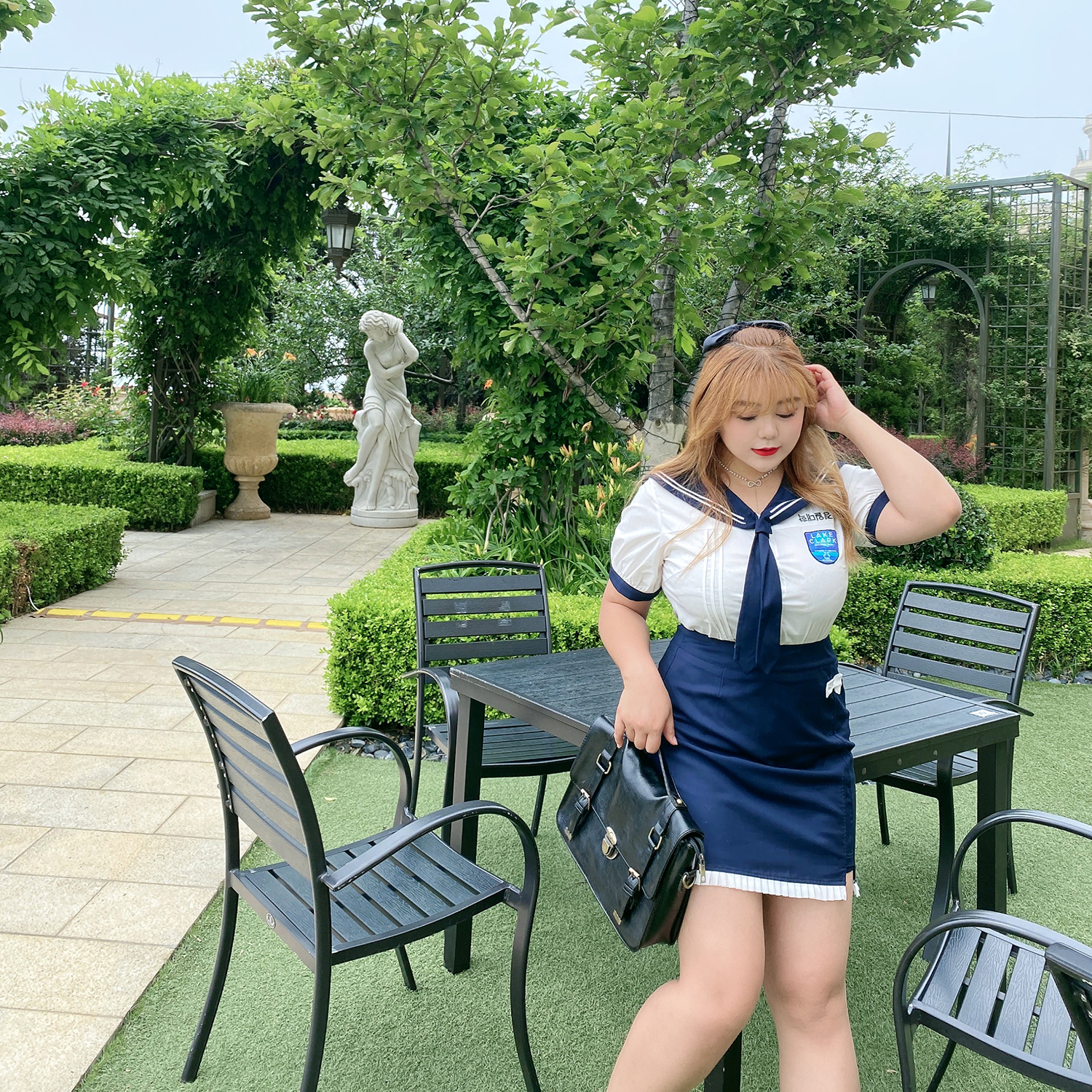 制服套装mcr大码女装jk韩式校服胖妹甜美大码女装