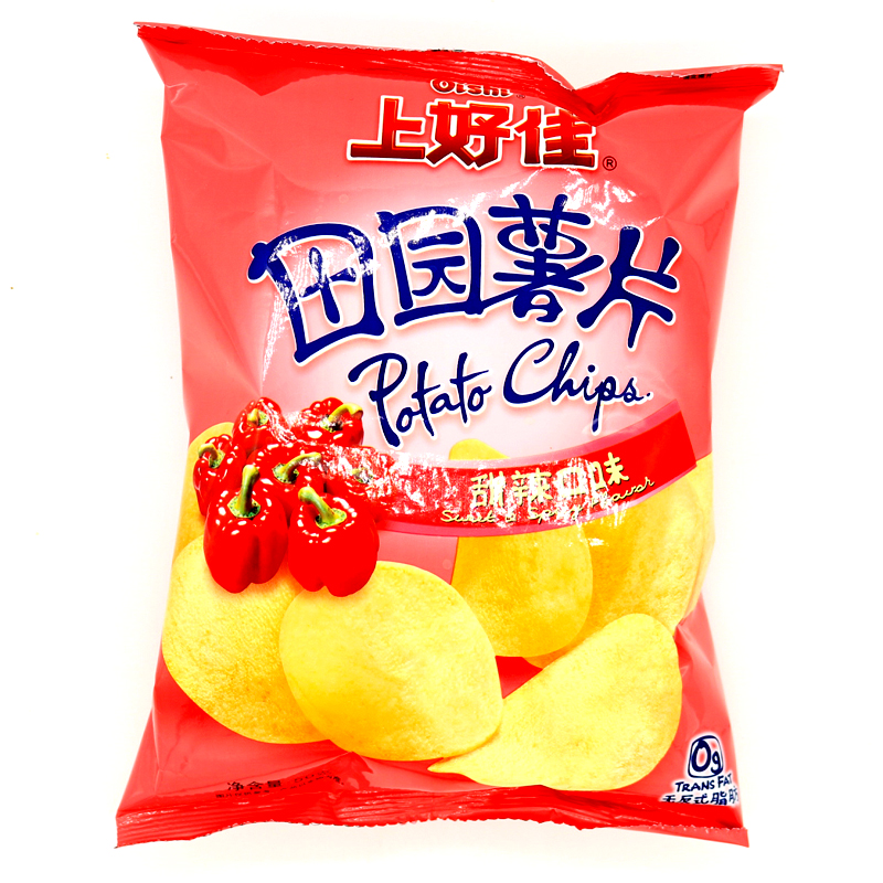 上好佳田园薯片甜辣口味50g10袋办公室休闲零食膨化食品