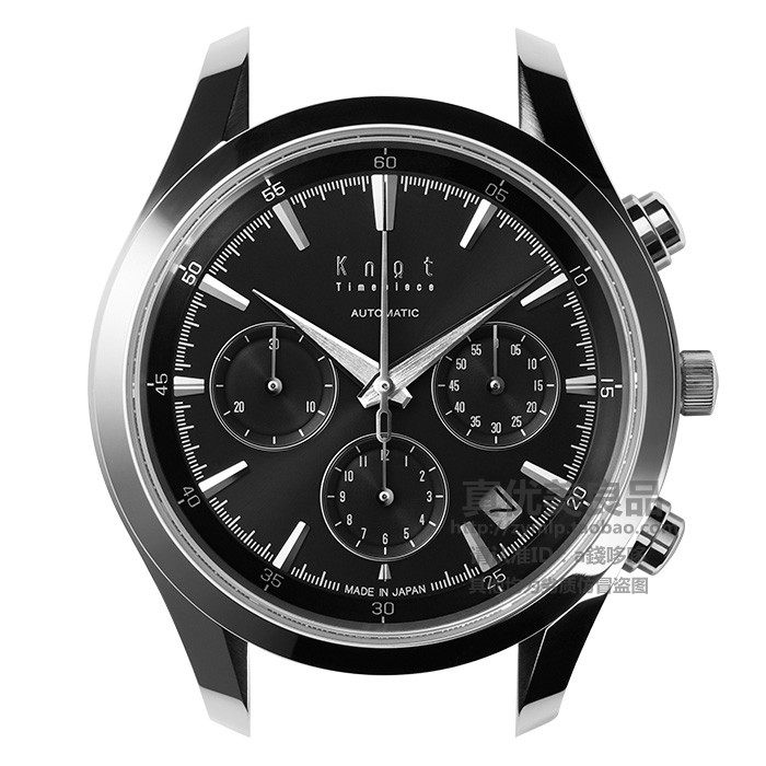 日本代购 knot 日产宝石镜面自动机械手表商务三眼计时手表 男