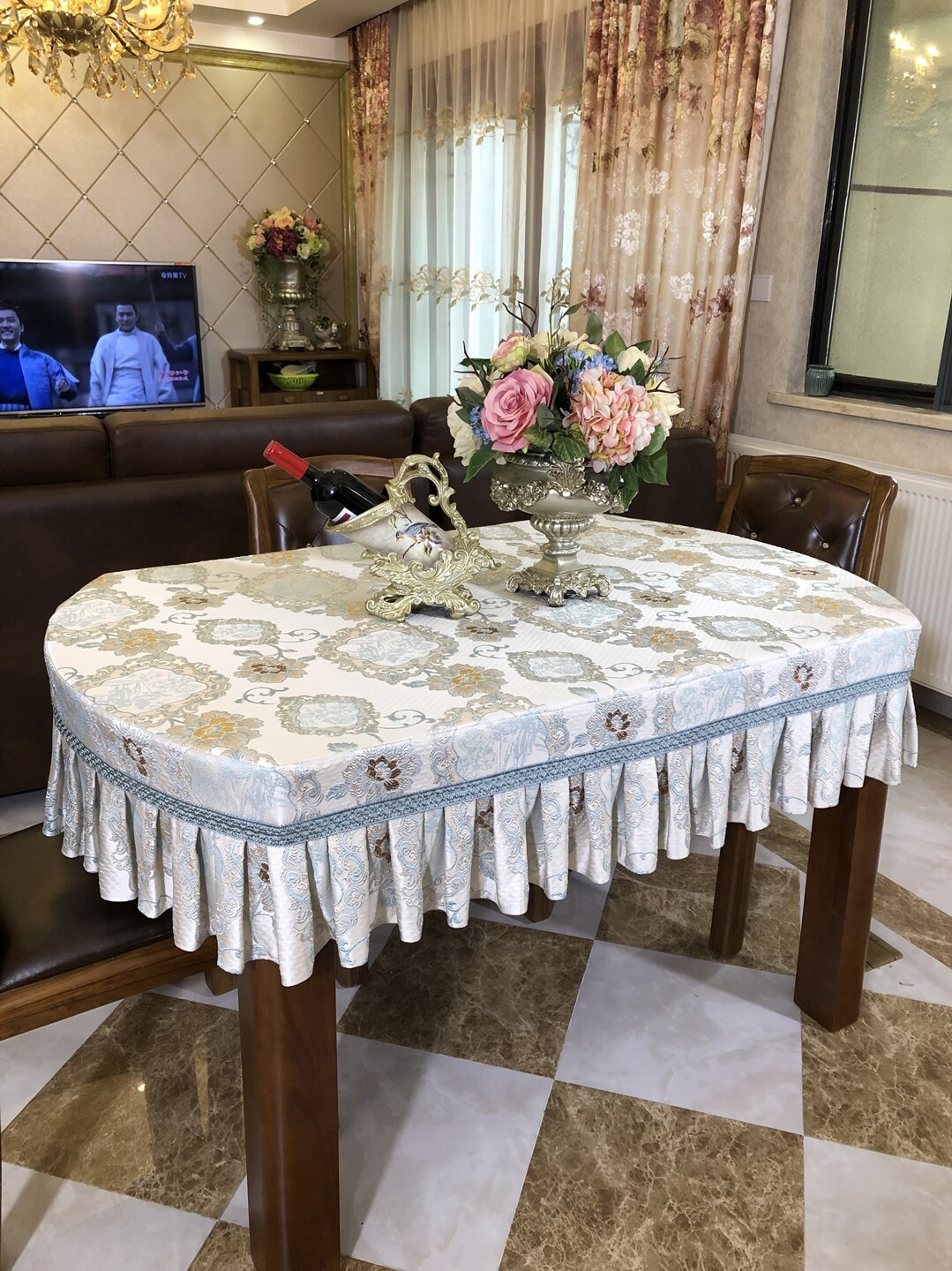 桌布欧式高档长方形餐桌布艺套罩桌客厅台布茶几桌布