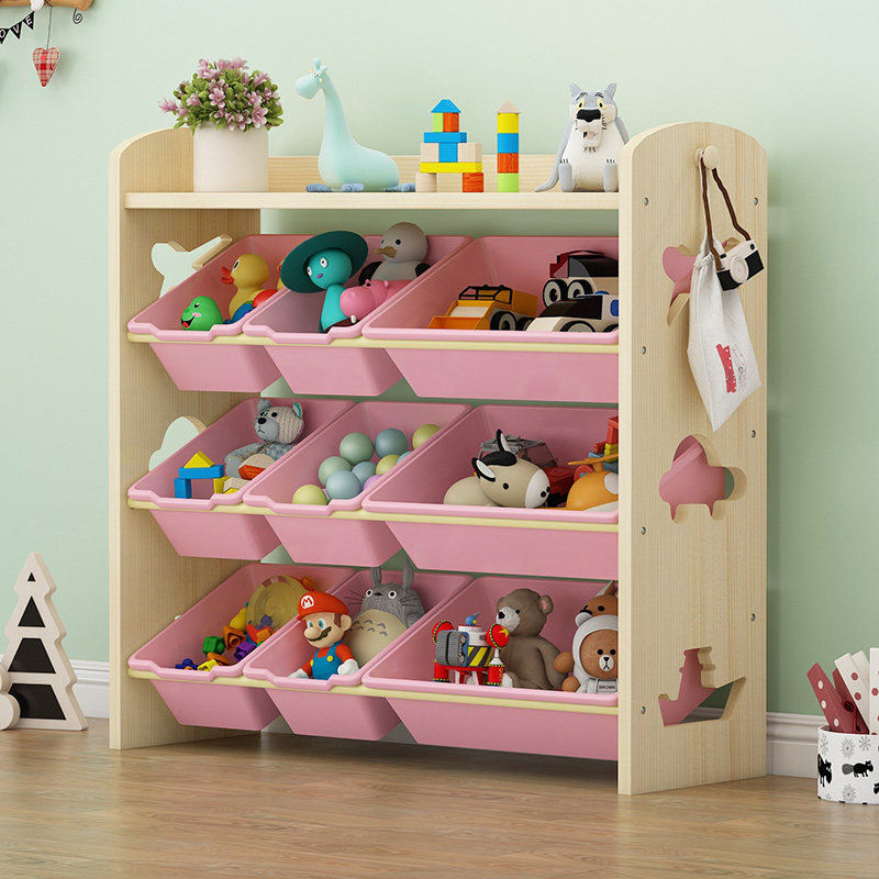 实木儿童玩具收纳宝宝整理储置书柜幼儿园小孩盒子儿童储物架