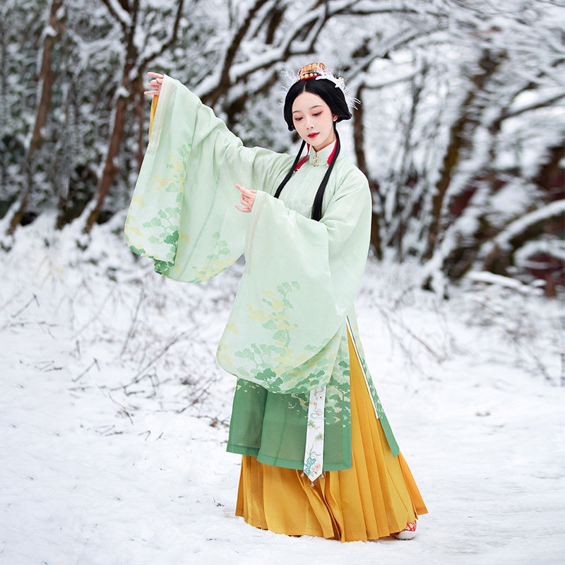 瞳莞汉服绣花飘带云鹤汉服