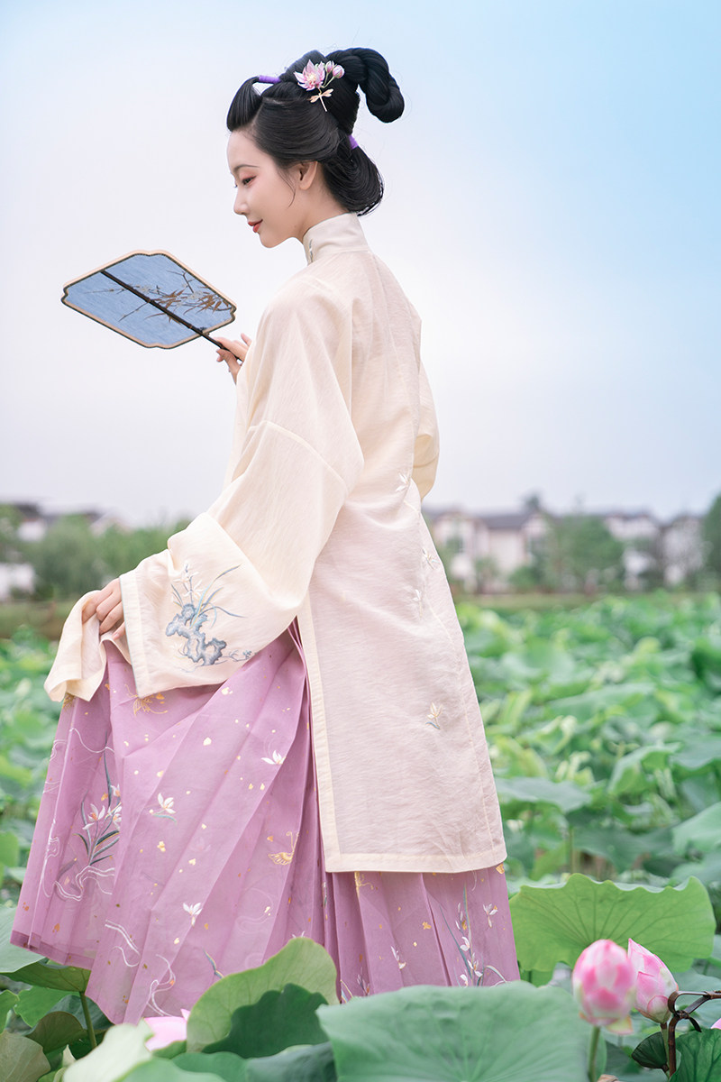 瞳莞汉服竖领大襟衫马面裙亭兰夏季