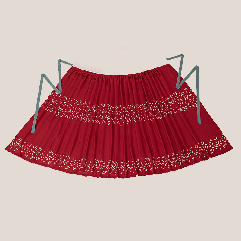 瞳莞汉服*烧花珠光雪纺一片式褶裙*萤纱