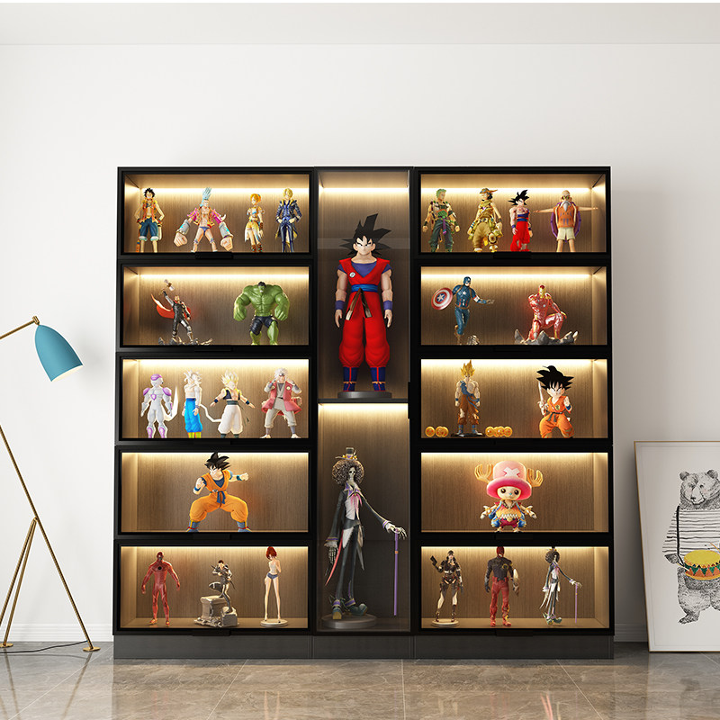 手办展示柜gk雕像模玩展示陈列积木现代简约金属单个书柜