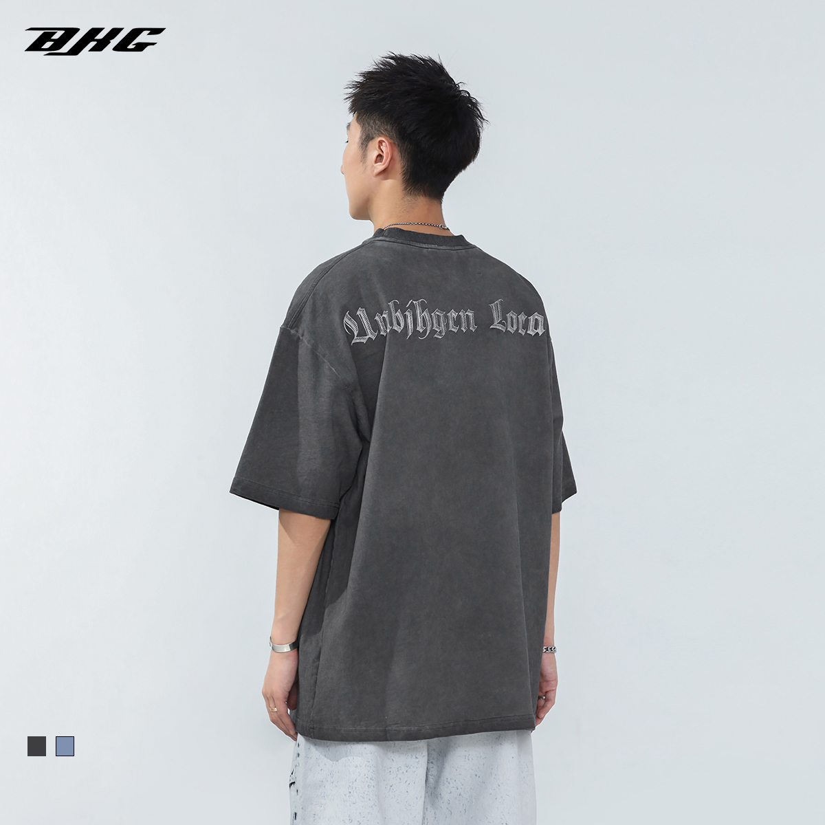 BJHG不计后果夏季重磅水洗做旧短袖T恤美式男国潮牌宽松刺绣半袖