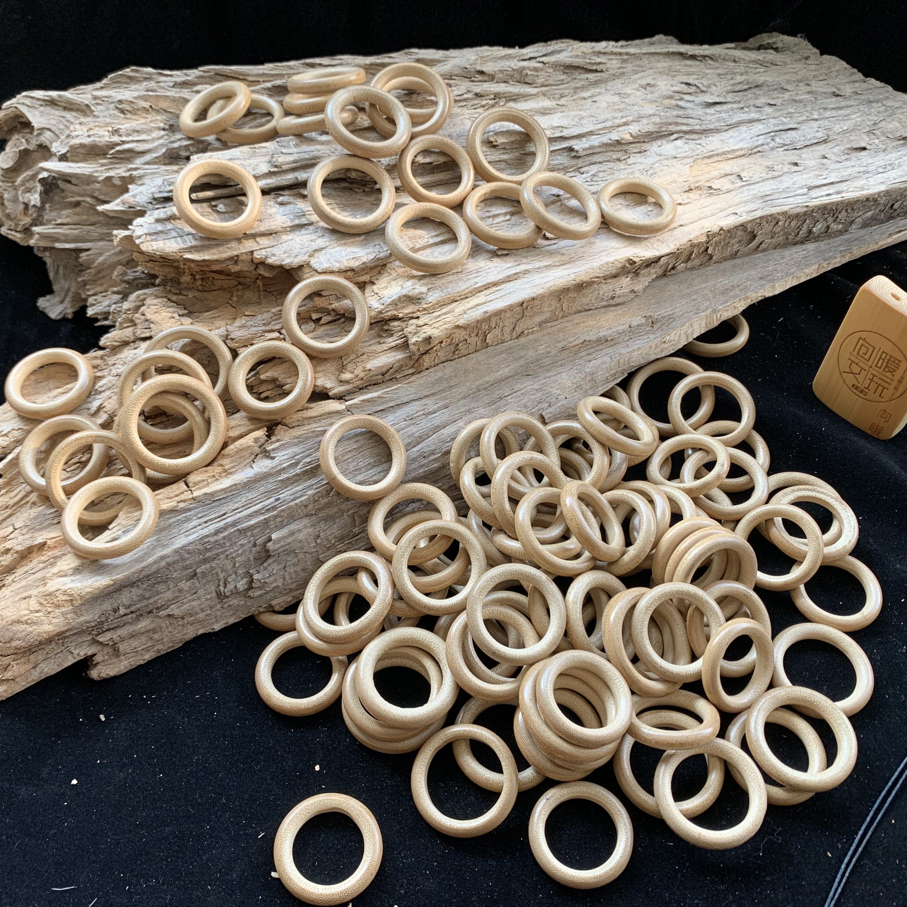 暖老料竹环竹圈实心配饰平安扣鸟笼文玩跑圈指环竹编