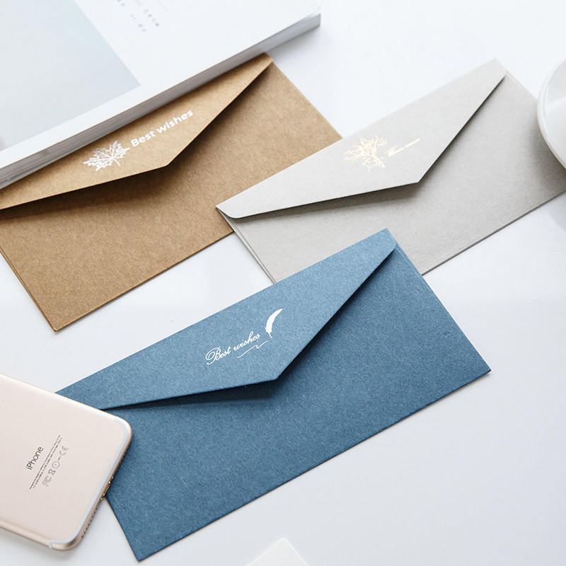信封文艺高档复古典雅烫金开窗婚礼邀请函牛皮纸信封