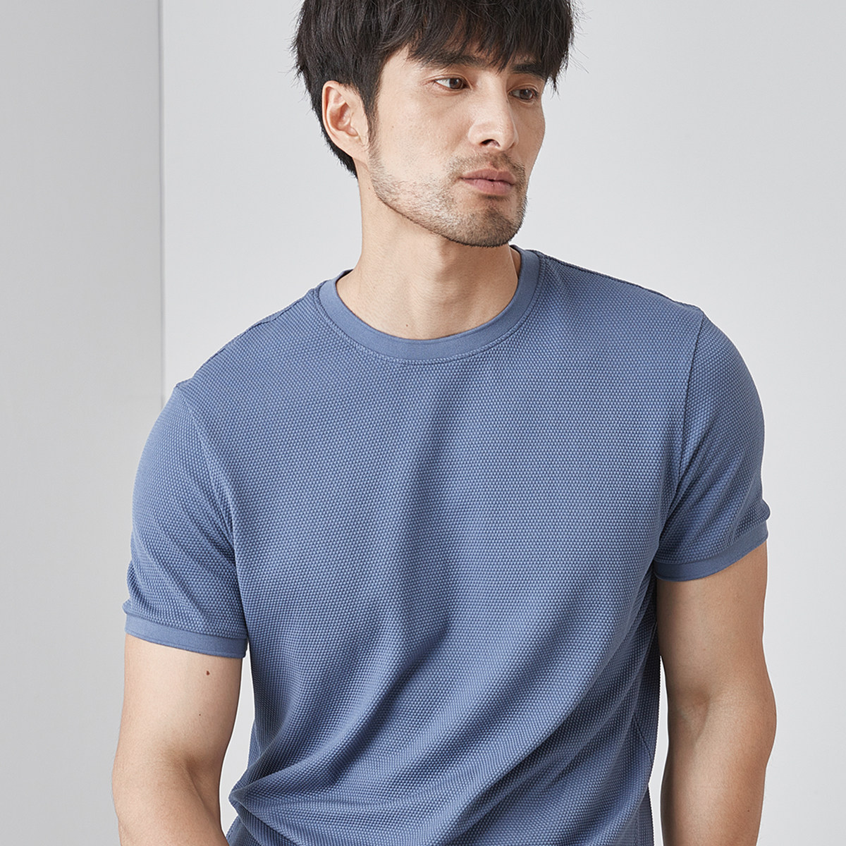 2022菠萝圆领短袖男士面料纹面夏季pima自在t恤