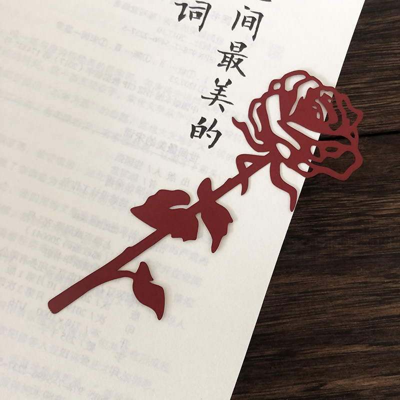 书签金色玫瑰黄铜金属文艺爱情告白生日礼品书签