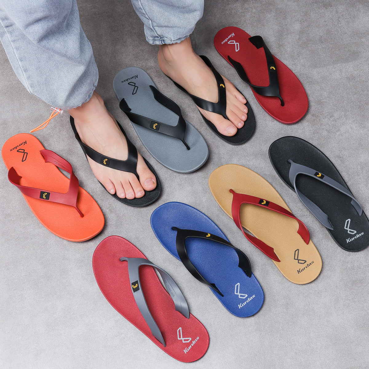 人字拖鞋泰国kardas橡胶防滑户外不臭脚夹角沙滩人字拖