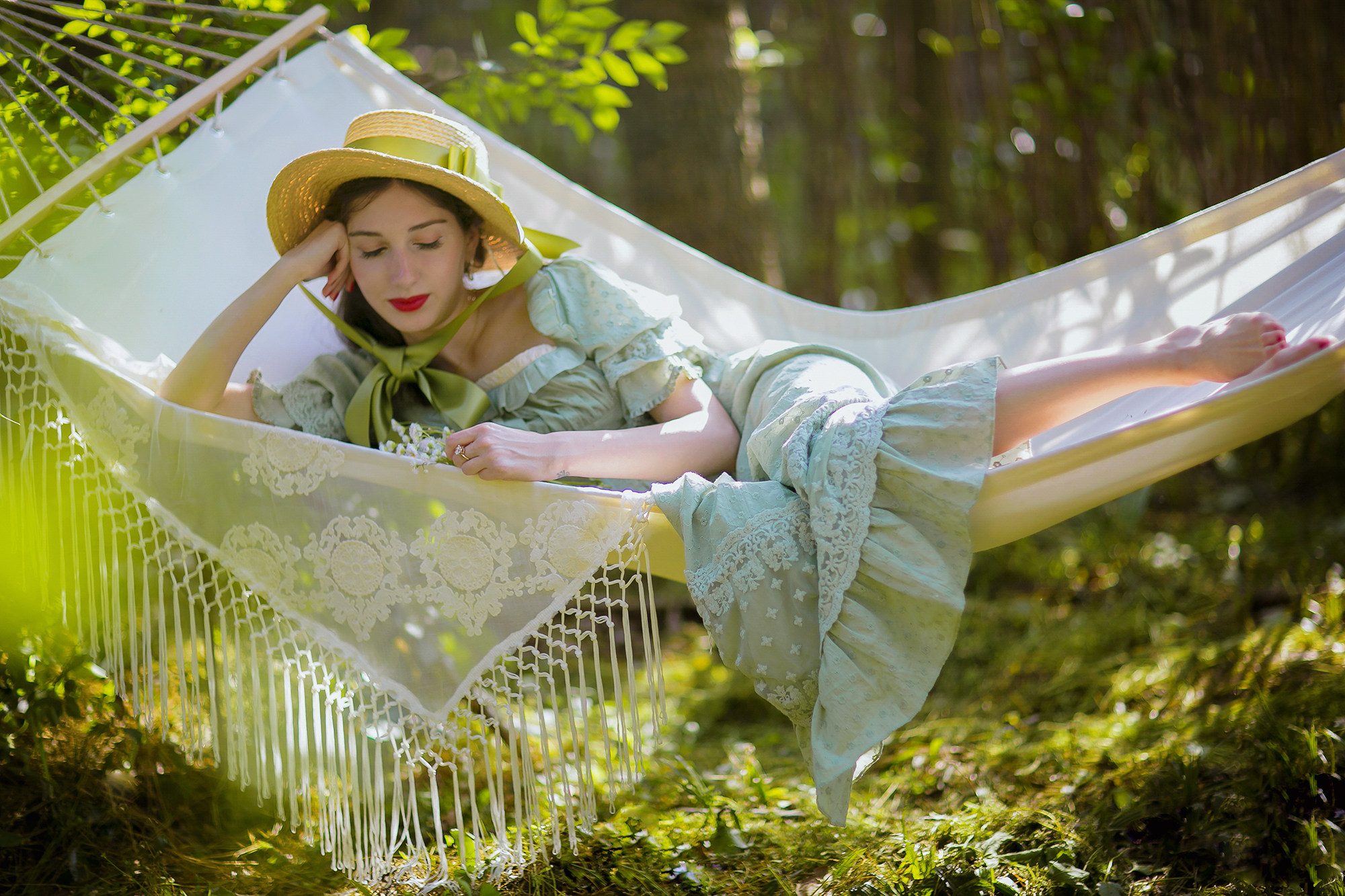 少女夏绿蒂丨纯棉复古重工蕾丝宫廷公主连衣长裙丨简爱原创设计