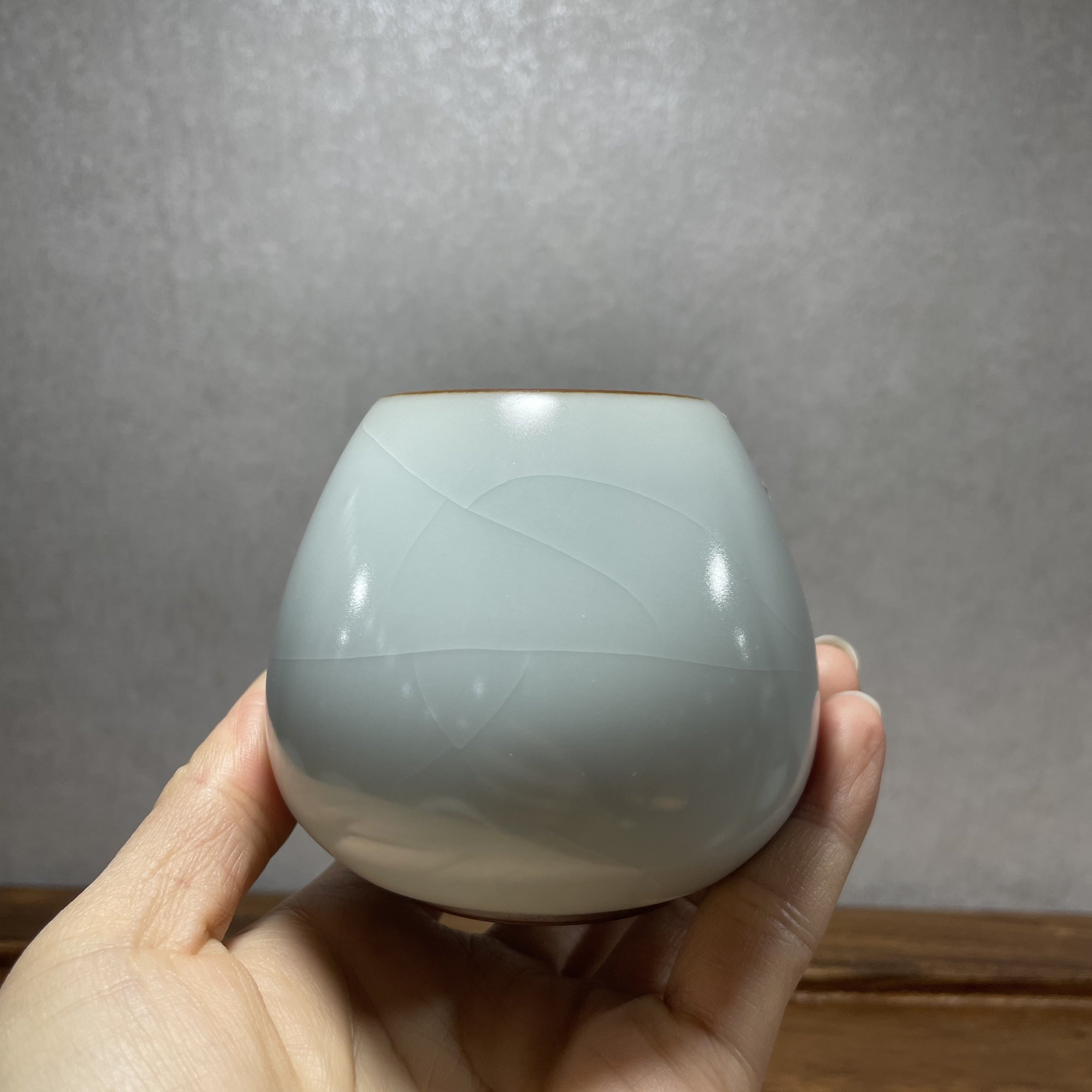 问鼎格物老款经典鼎峰汝窑汝瓷月白色天青色龙蛋杯茶杯