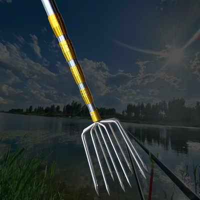 多功能大倒刺鱼叉头不锈钢头 带伸缩杆五齿七齿渔叉钢叉插鱼叉子