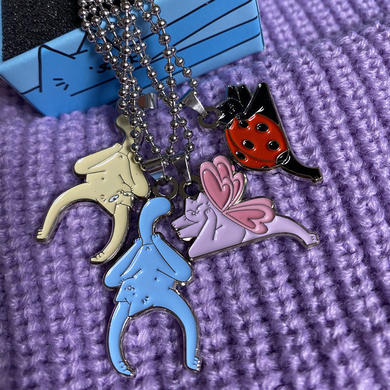 现货leonkarssen蓝污情侣项链bbfpendants爱心套链项链