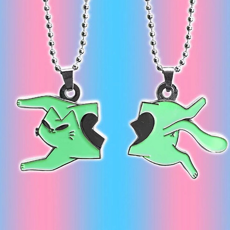 现货leonkarssen心碎蓝污情侣项链bffpendants绿爱项链