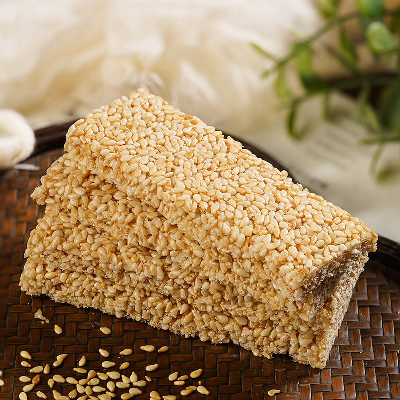 芝麻酥糖白芝麻手工广东薄片香脆制作手工制传统传统中式糕点