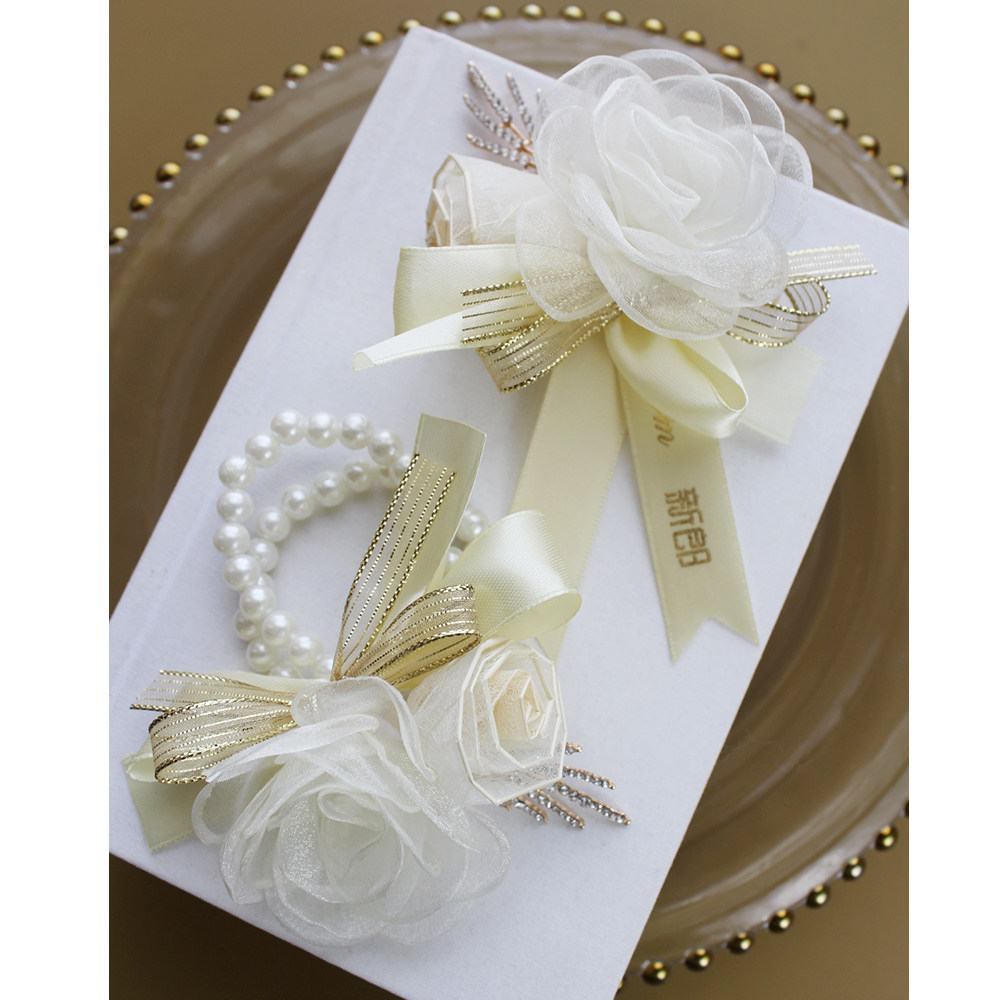 香槟色套系韩式唯美干花新郎新娘伴郎结婚礼胸花胸花