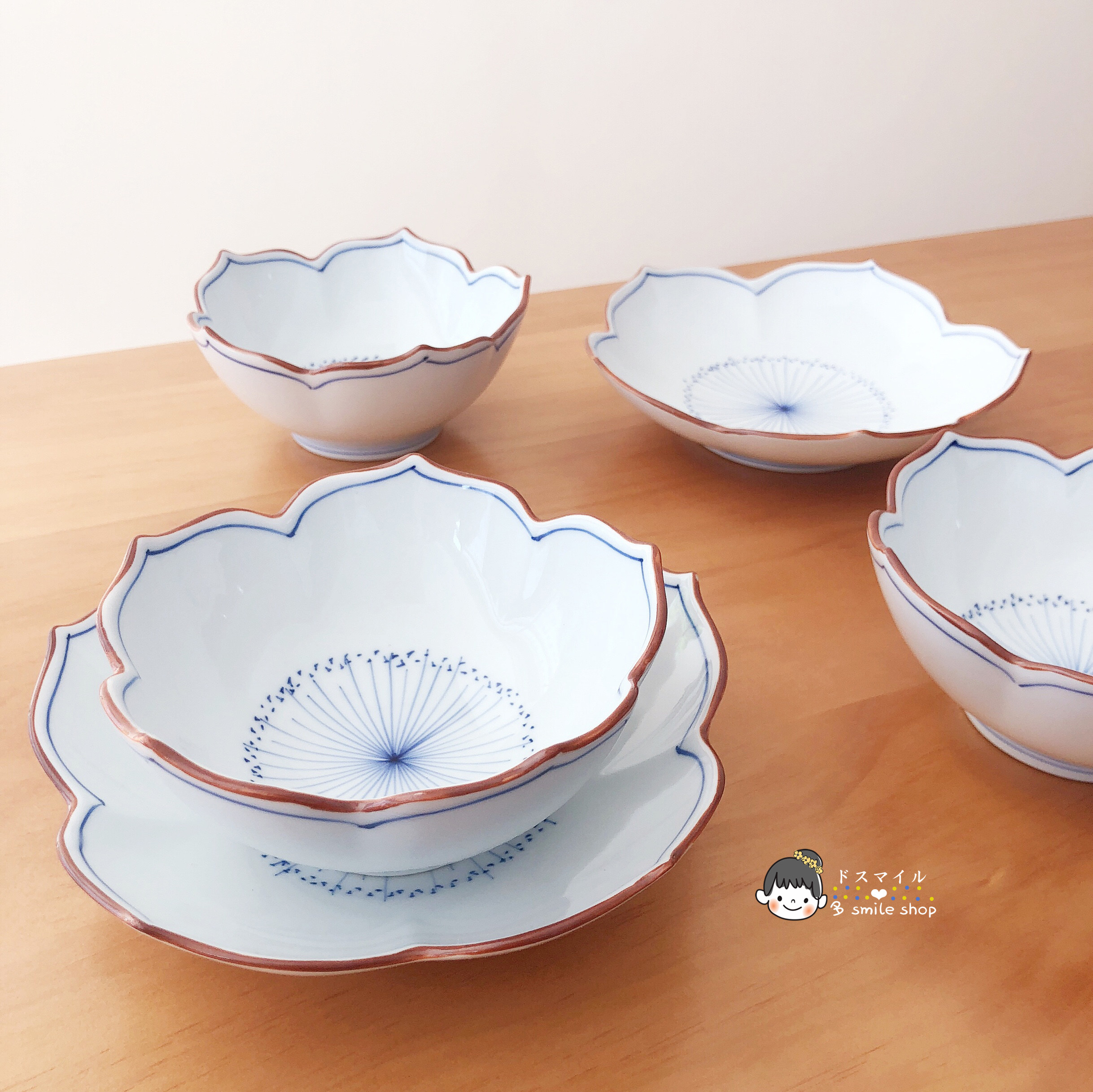 日本进口有田烧波佐见烧洸琳樱花桔梗型日式料理盘子碗