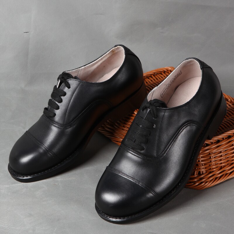 皮鞋3516将军真皮三接头军官男鞋头大宽松透气休闲皮鞋