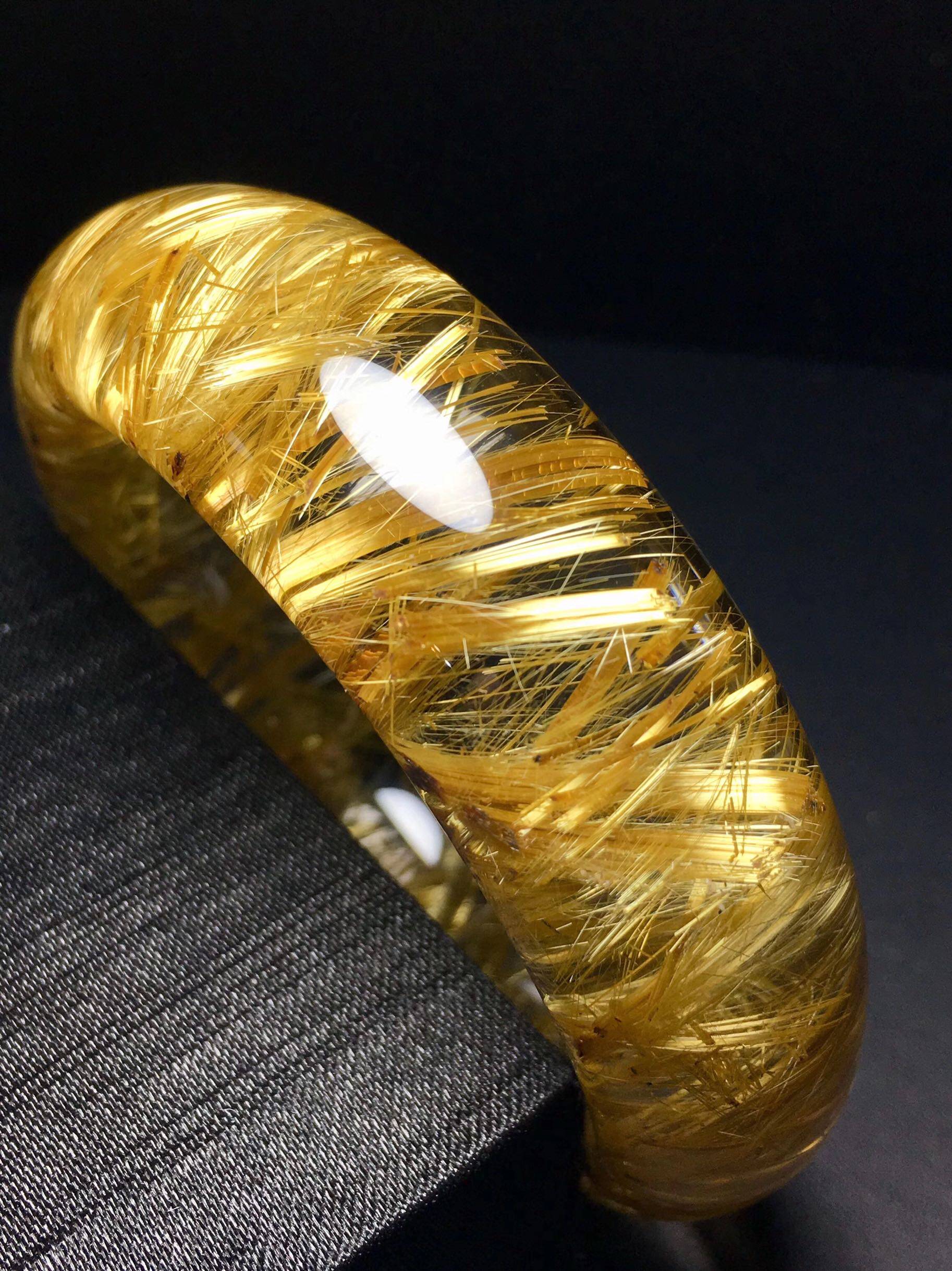 巴西天然钛晶金发顺发水晶手镯手环手链圈口手镯