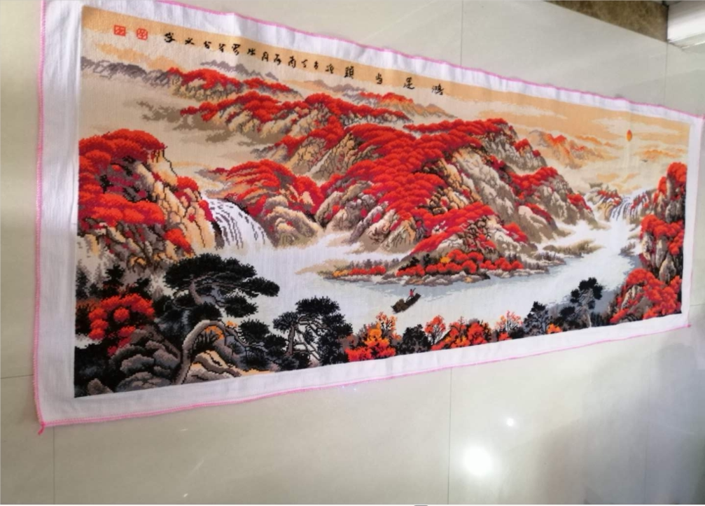 2020新款满绣鸿运当头聚宝盆风景山水机绣十字绣成品十字绣成品