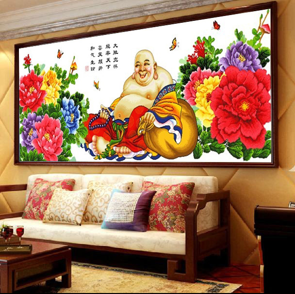 十字绣成品弥勒如来如来佛佛祖笑佛佛像电脑笑口常开十字绣成品