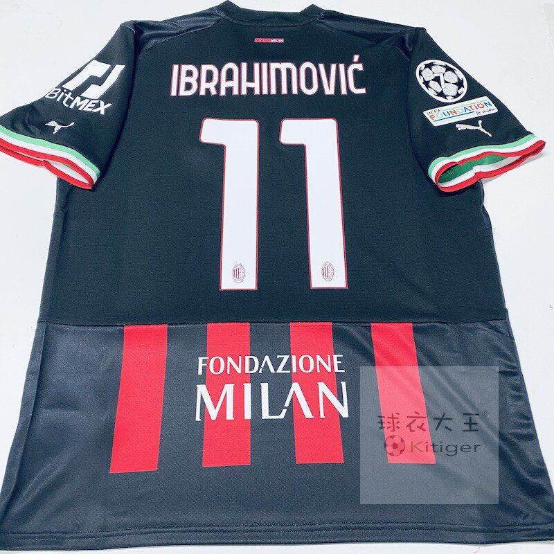 puma正品ac米兰2223赛季主场球迷版正版球衣伊布印号章765824