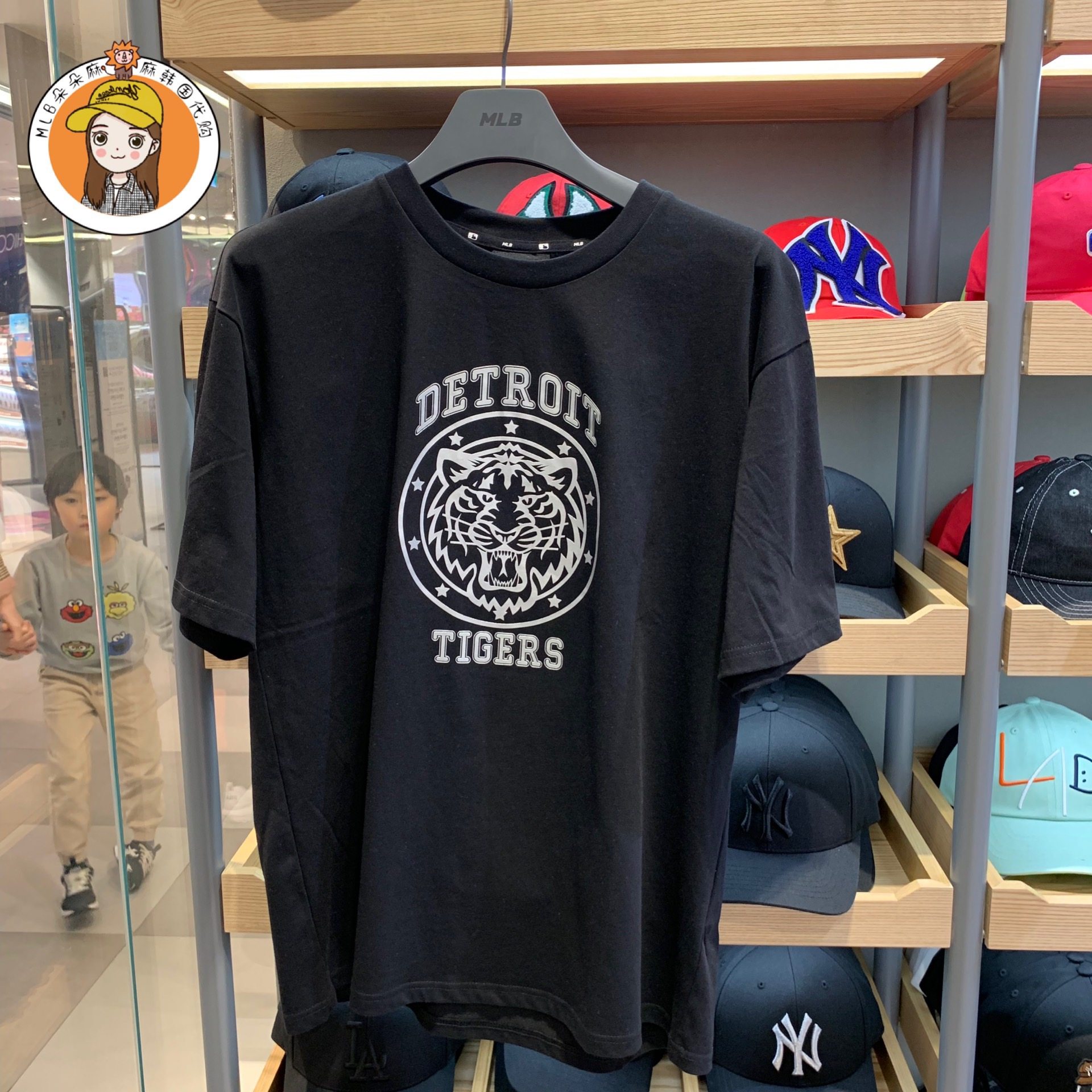 韩国正品mlb夏季19年3月新款老虎头t恤圆领老虎队短袖上衣男女款