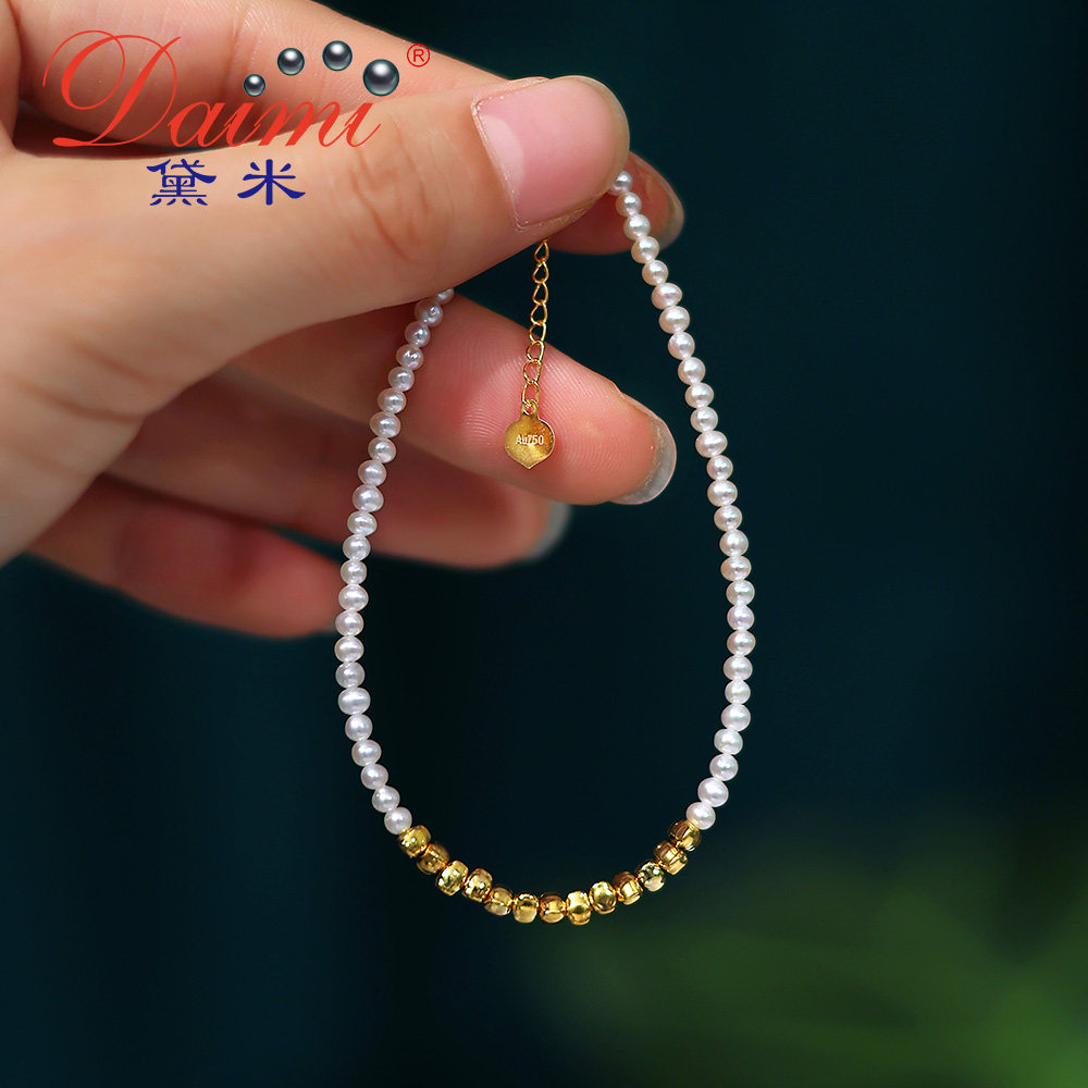 黛米珠宝金钰2.5-3mm小米米珠超细baby珍珠手链手饰