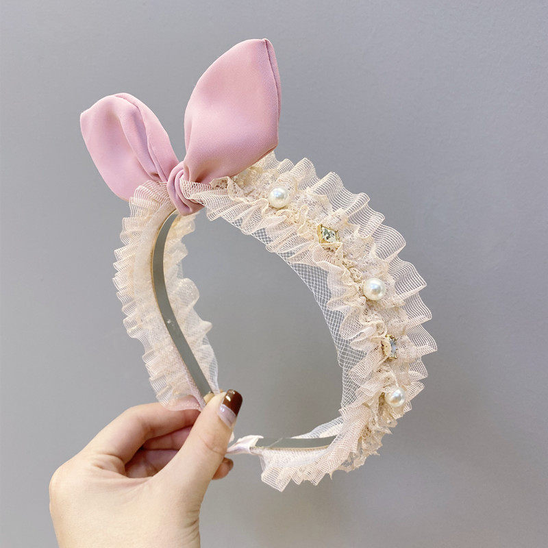 蝴蝶珍珠发卡防滑外出百搭宽边发带蝴蝶结韩国发饰