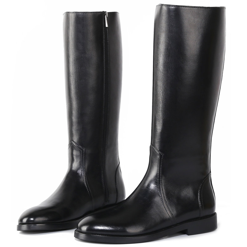 男士高筒靴马术过膝长靴靴子真皮皮靴德国军靴时装靴
