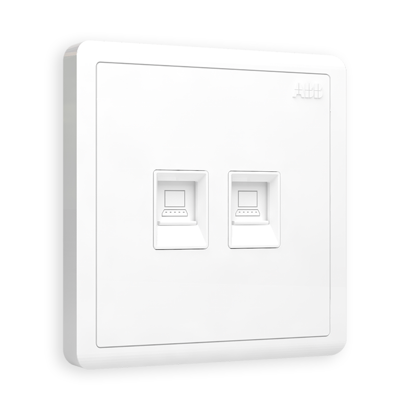 插座abb开关插座面板电脑网络二位电脑远致系列白色电脑插座