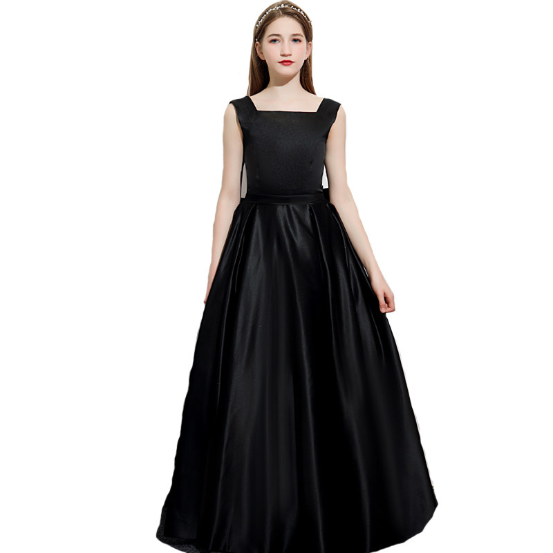 少女大童小提琴演奏朗诵气质长款 公主裙儿童钢琴主持人演出晚礼服 - 