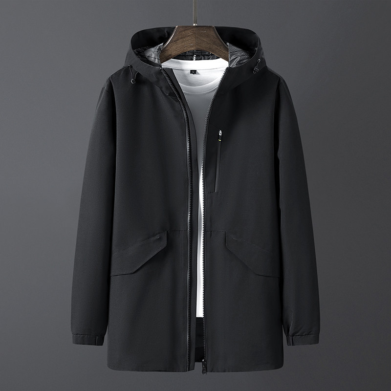 swjeans风衣秋季新款宽松防风大衣白色连帽中长风衣