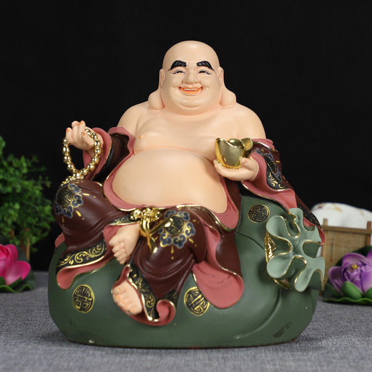 家居布袋笑佛10寸弥勒卧佛如意佛像摆件摆件