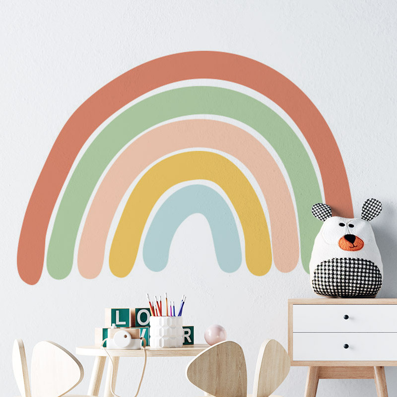 ins北欧风大彩虹儿童墙面装饰自粘梦幻少女墙贴